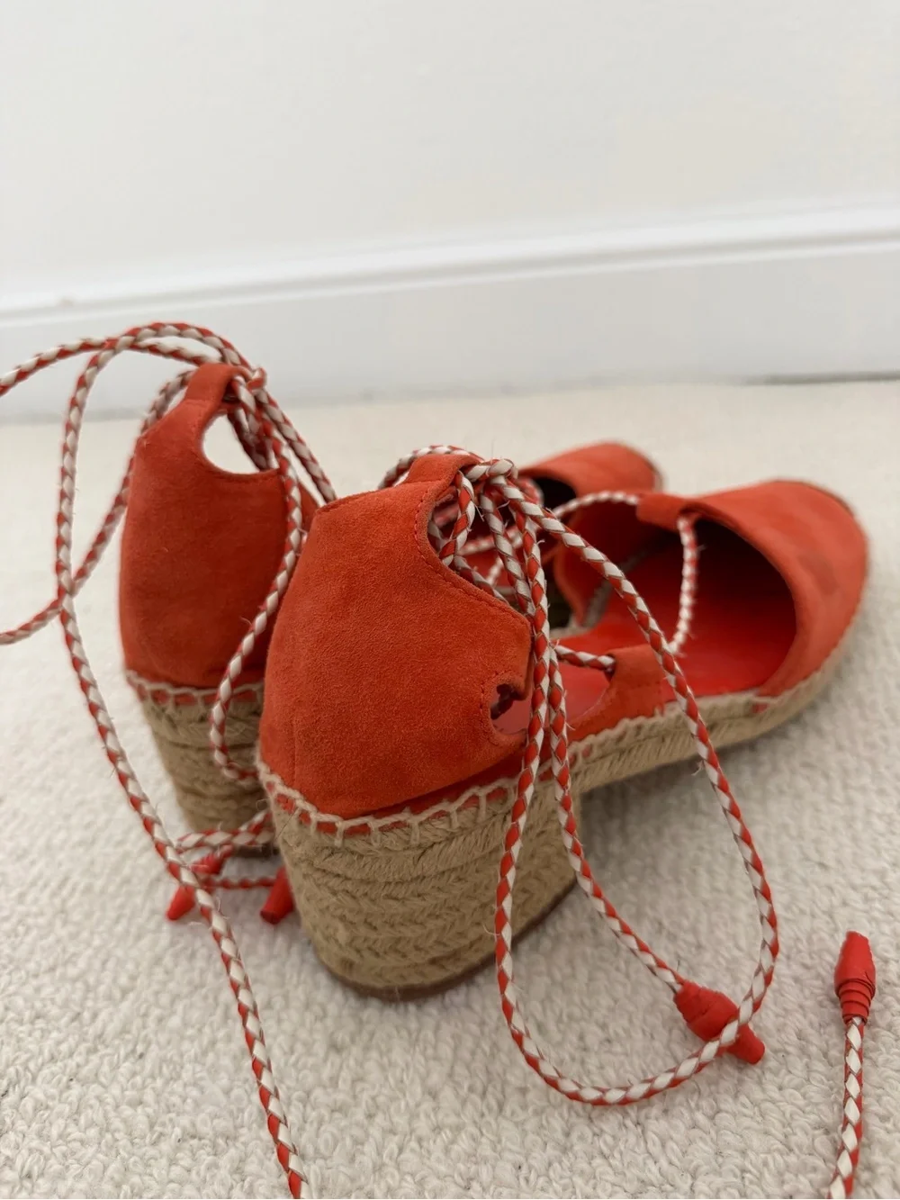 Tory Burch Orange Suede Lace-Up Espadrilles - Women Sz 9.5 - Picture 8 of 8